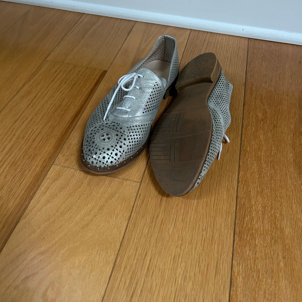 Chic Silver Perforated Women's Loafers